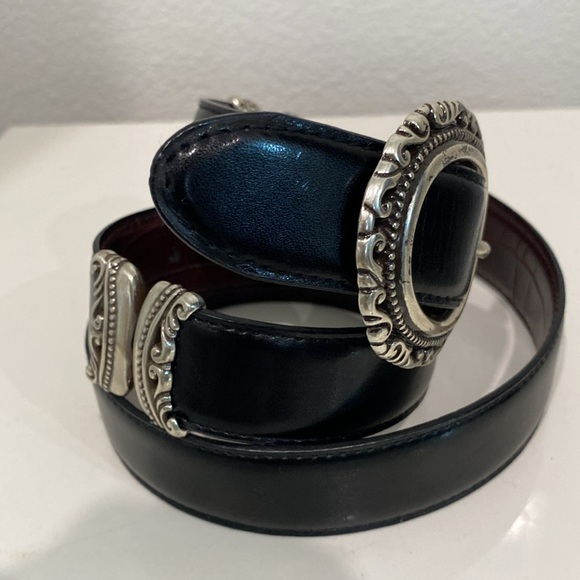 Accessories - Reversible Western Belt, Smooth Black Side & Brown Croc Stamped Side |Size M/L